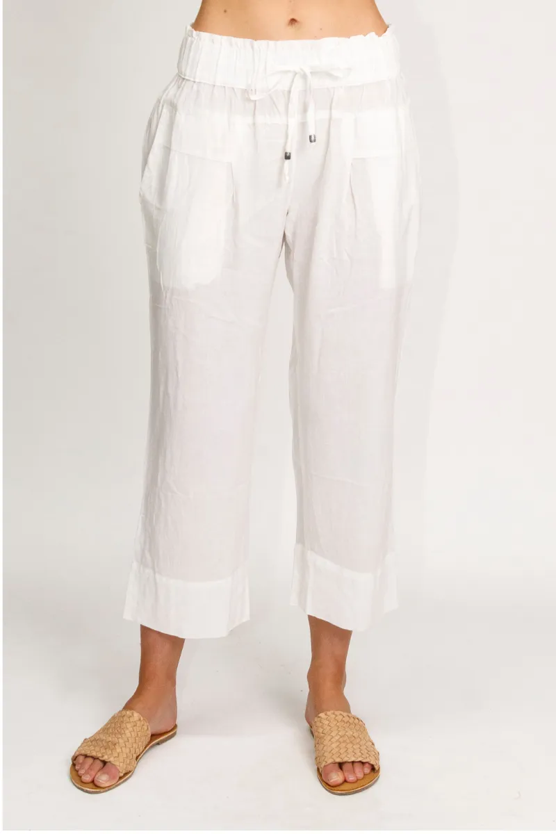 Lula Life Kona White Cropped Pant