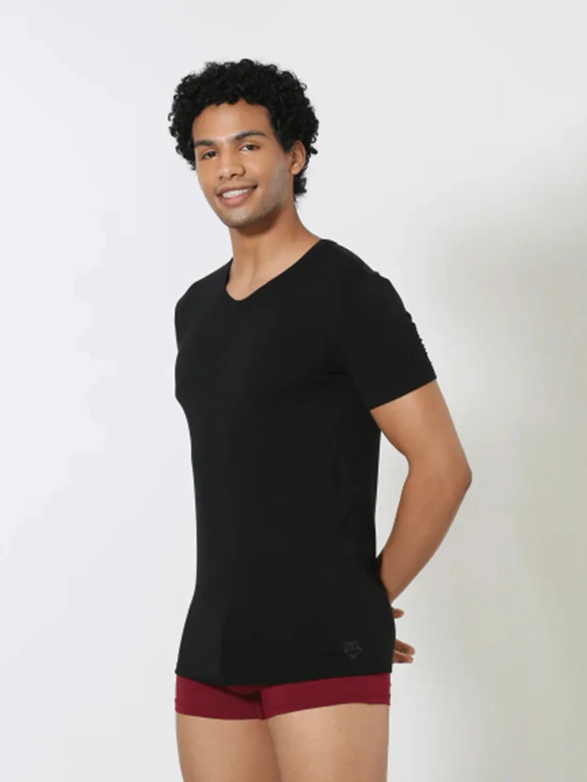 Luxury Modal V Neck Tee - Black