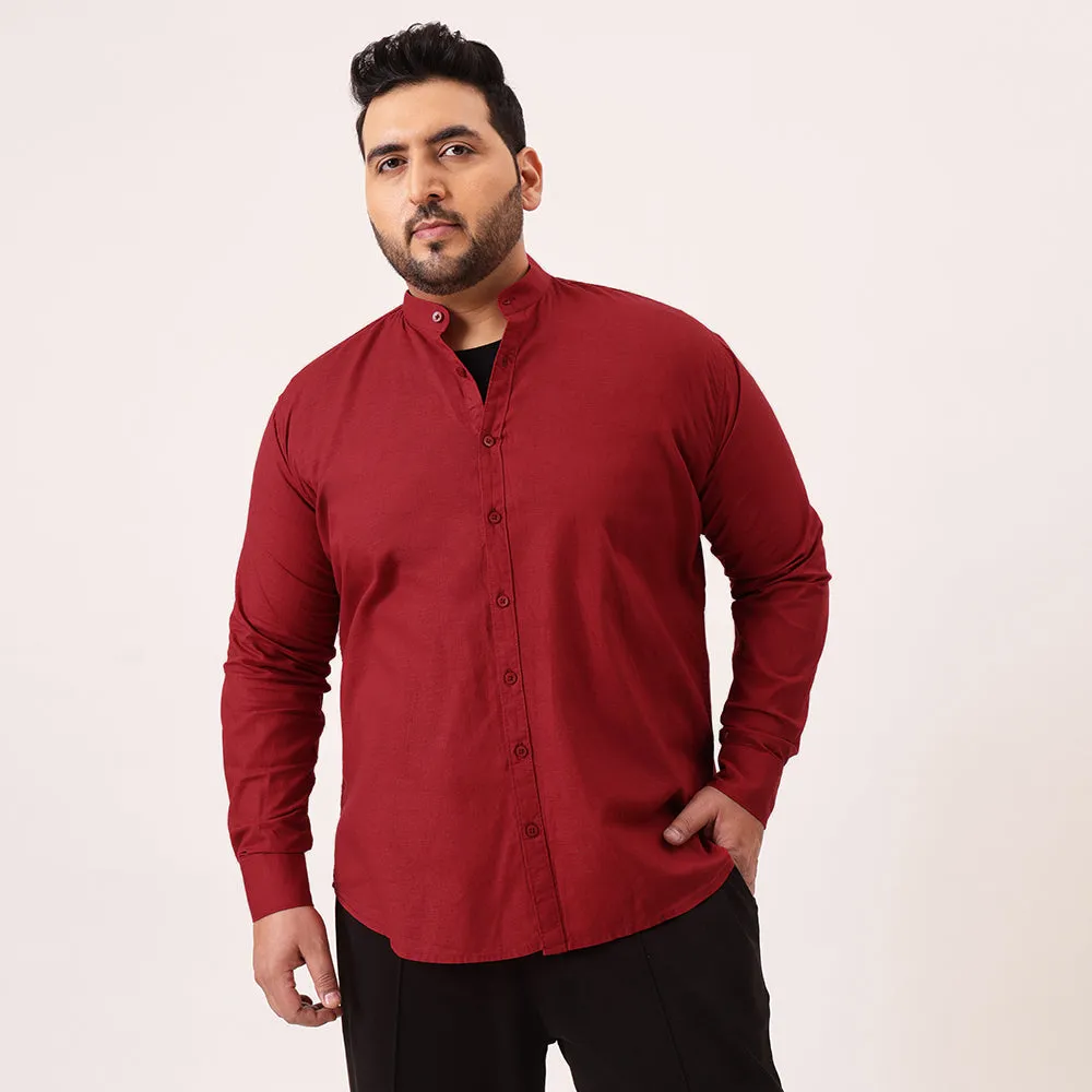 Mandarin Collar Cotton Plus Size Shirt