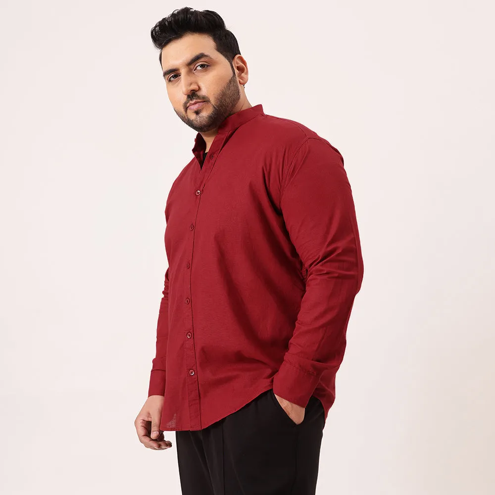 Mandarin Collar Cotton Plus Size Shirt