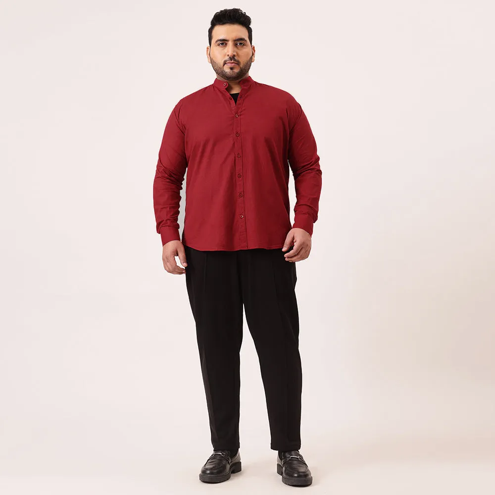 Mandarin Collar Cotton Plus Size Shirt