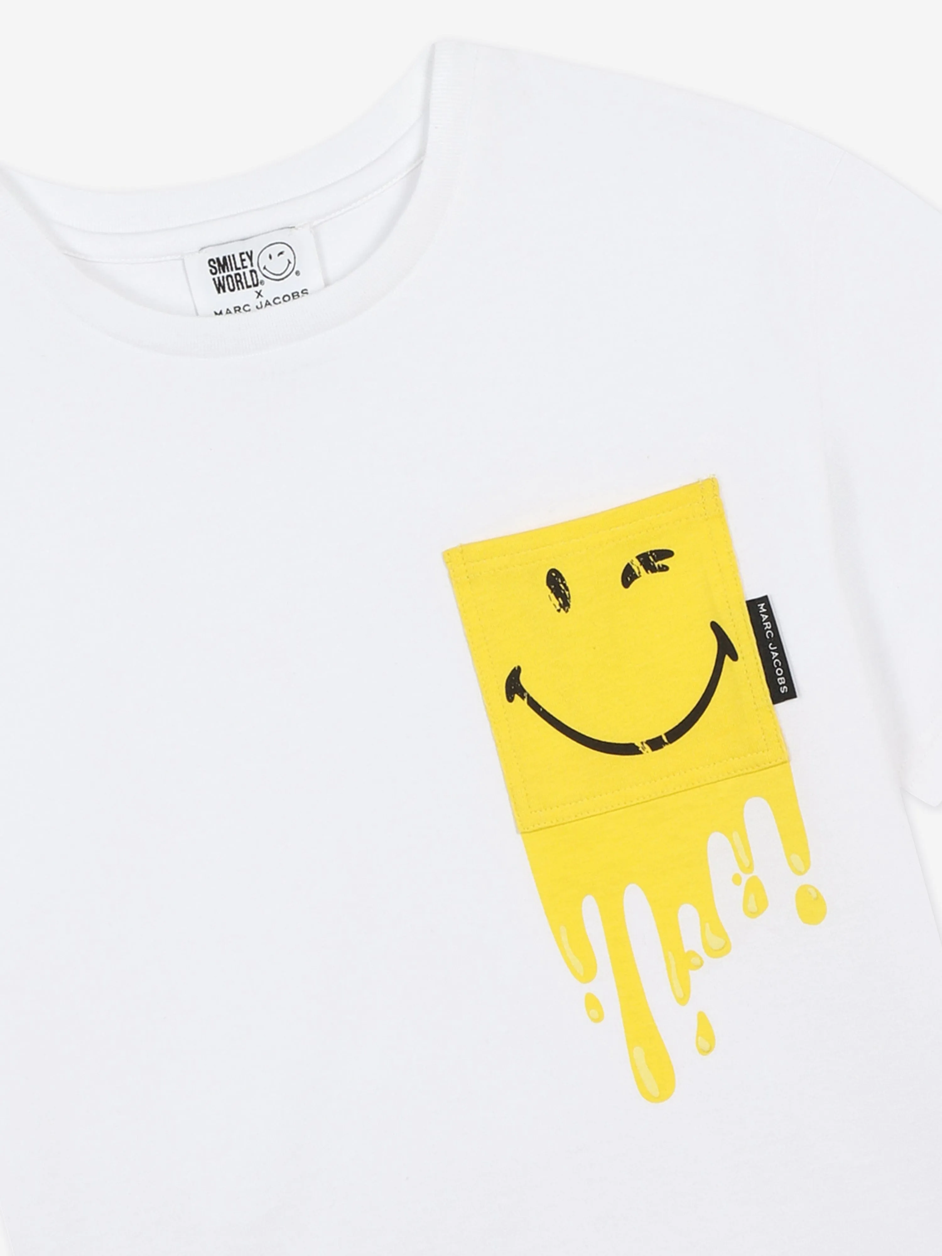 MARC JACOBS Kids Smiley World Pocket T-Shirt in White