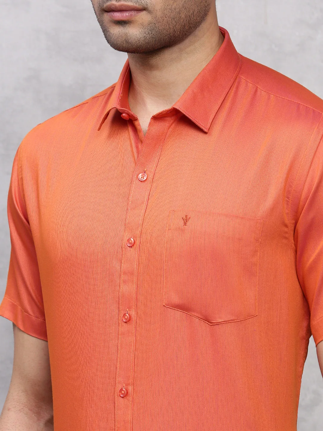 Men Cotton Rich Shirt Orangy Red TZ5