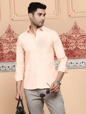 Men Cotton Spandex Shirt 2 Way Stretch Saffron LY7