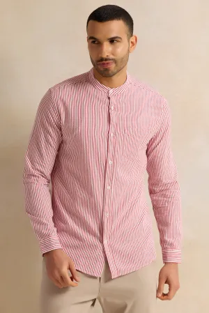 Men Pink Long Sleeve Casual Shirt