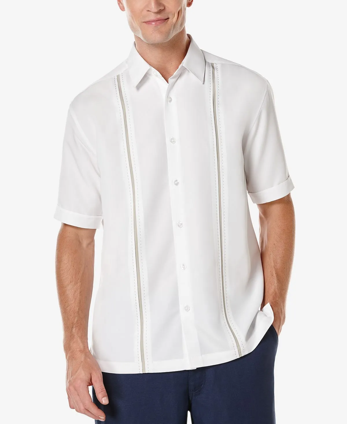 Men's short sleeve shirt with contrast stitching Cubavera, white