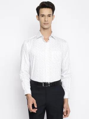 Men's White Party Ditsy Print Full Sleeve Shirt