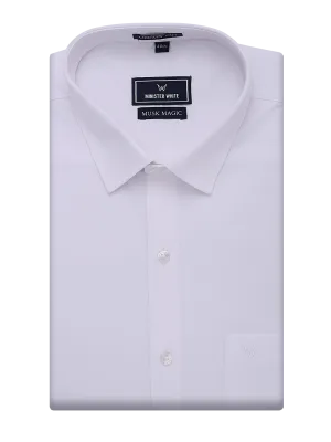 Mens Wrinkle Free Regular Fit White Shirt Musk Magic