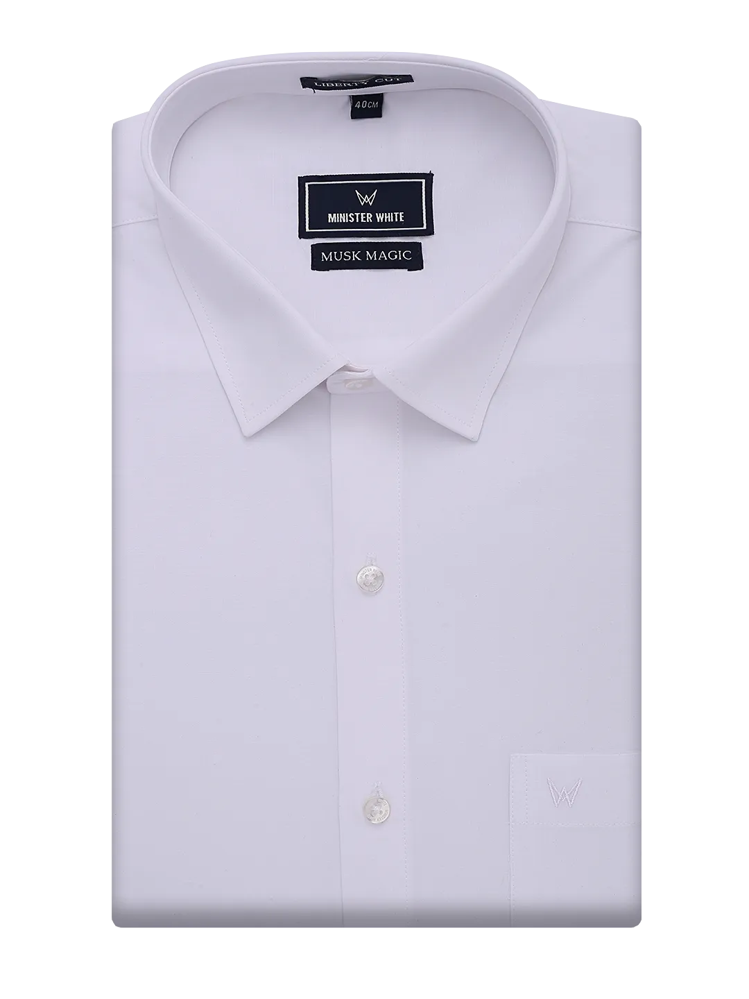 Mens Wrinkle Free Regular Fit White Shirt Musk Magic