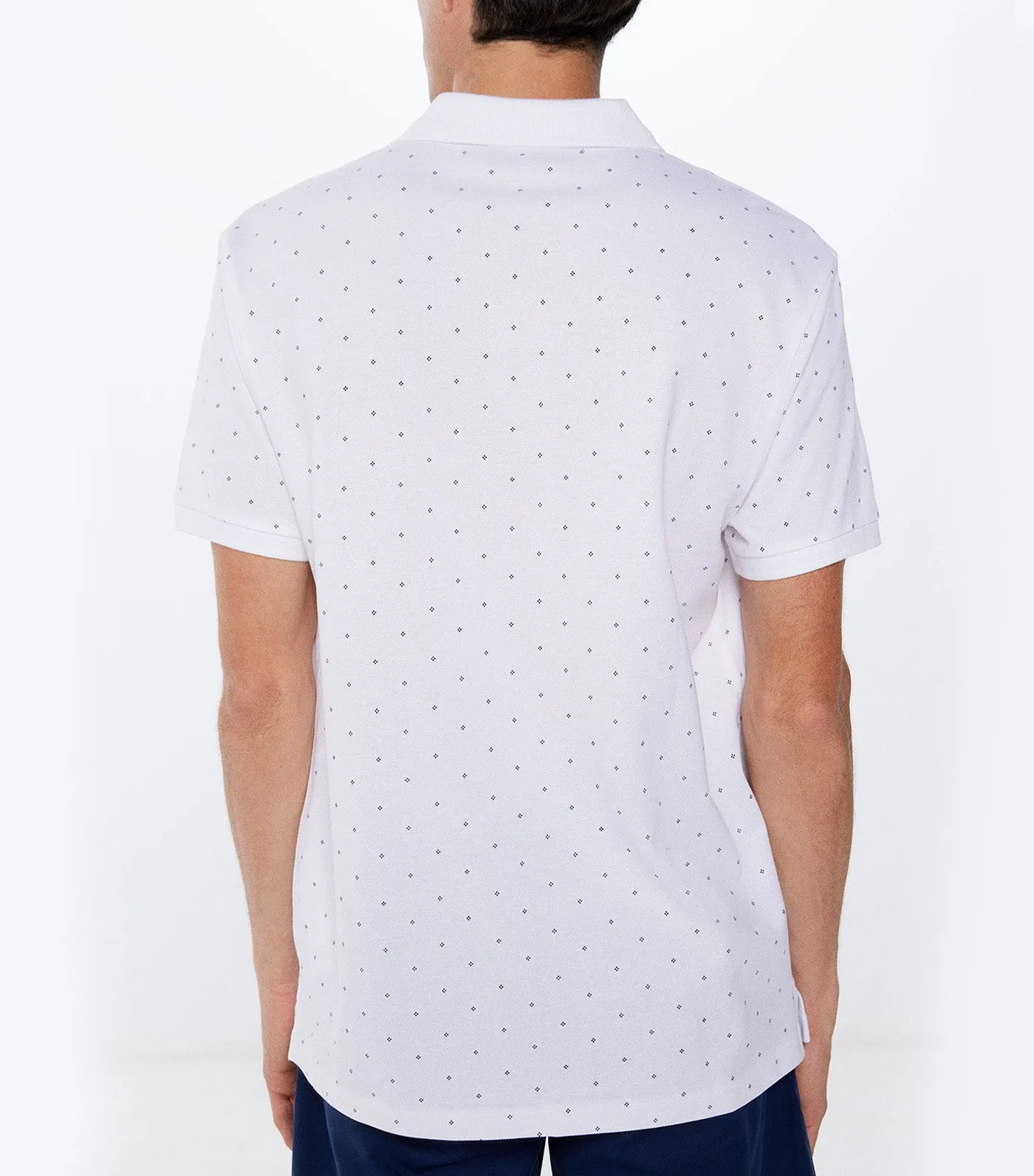 Micro-Print Piqué Polo Shirt White