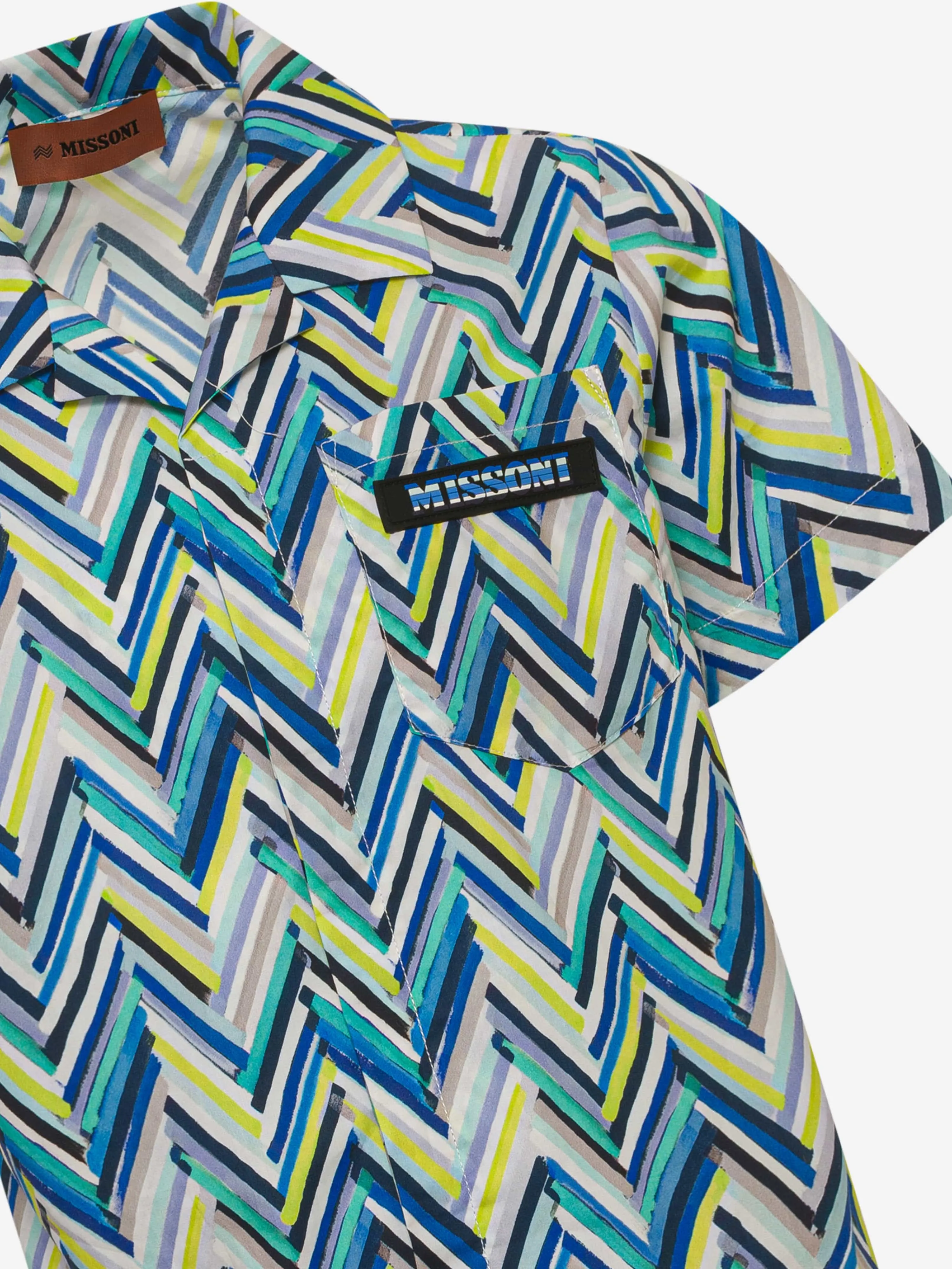 Missoni Boys Zigzag Beach Shirt in Blue