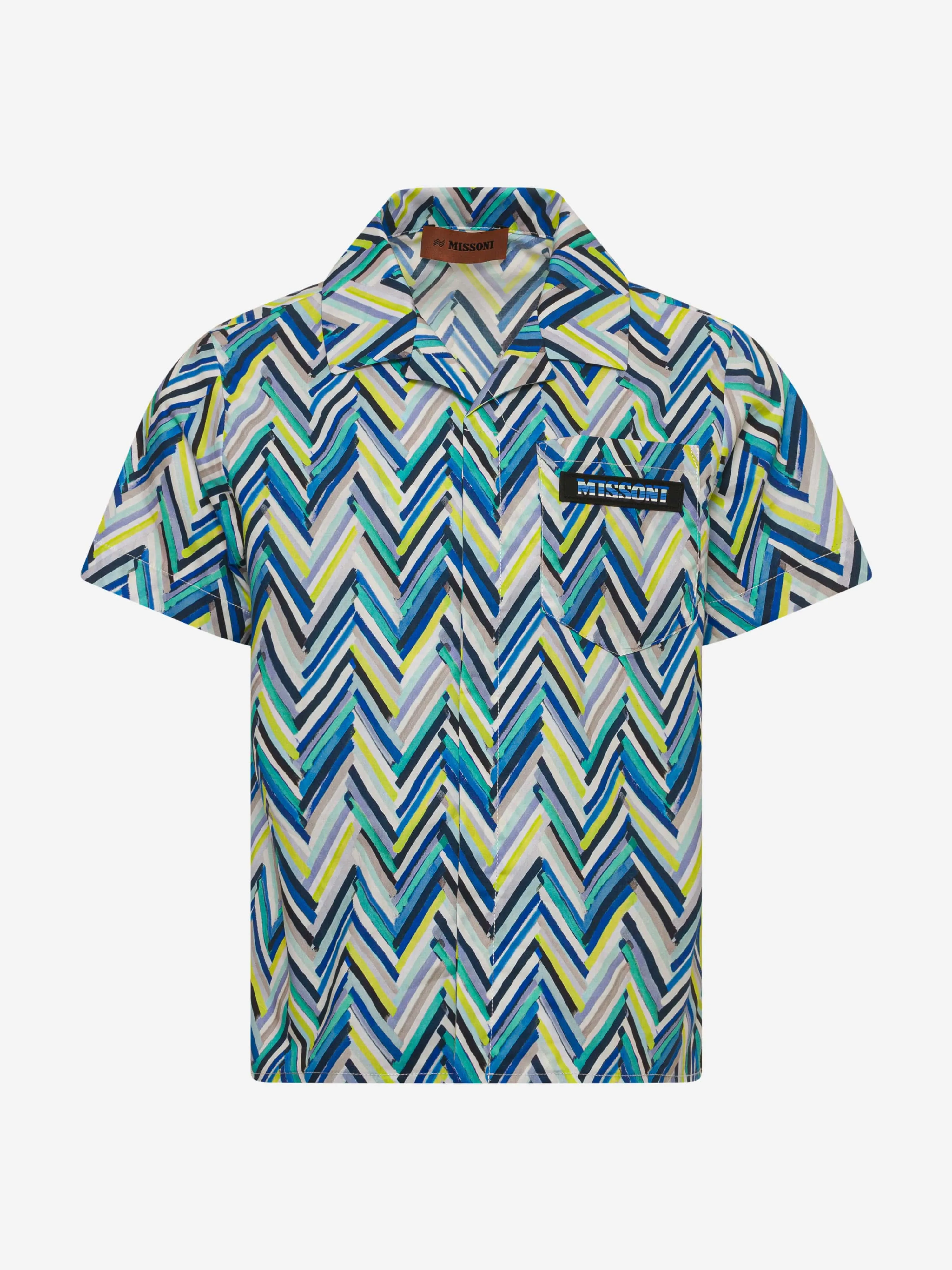 Missoni Boys Zigzag Beach Shirt in Blue