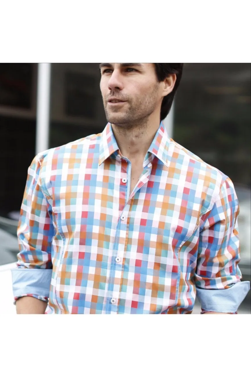 Multi Colored Squared Button Down Shirt