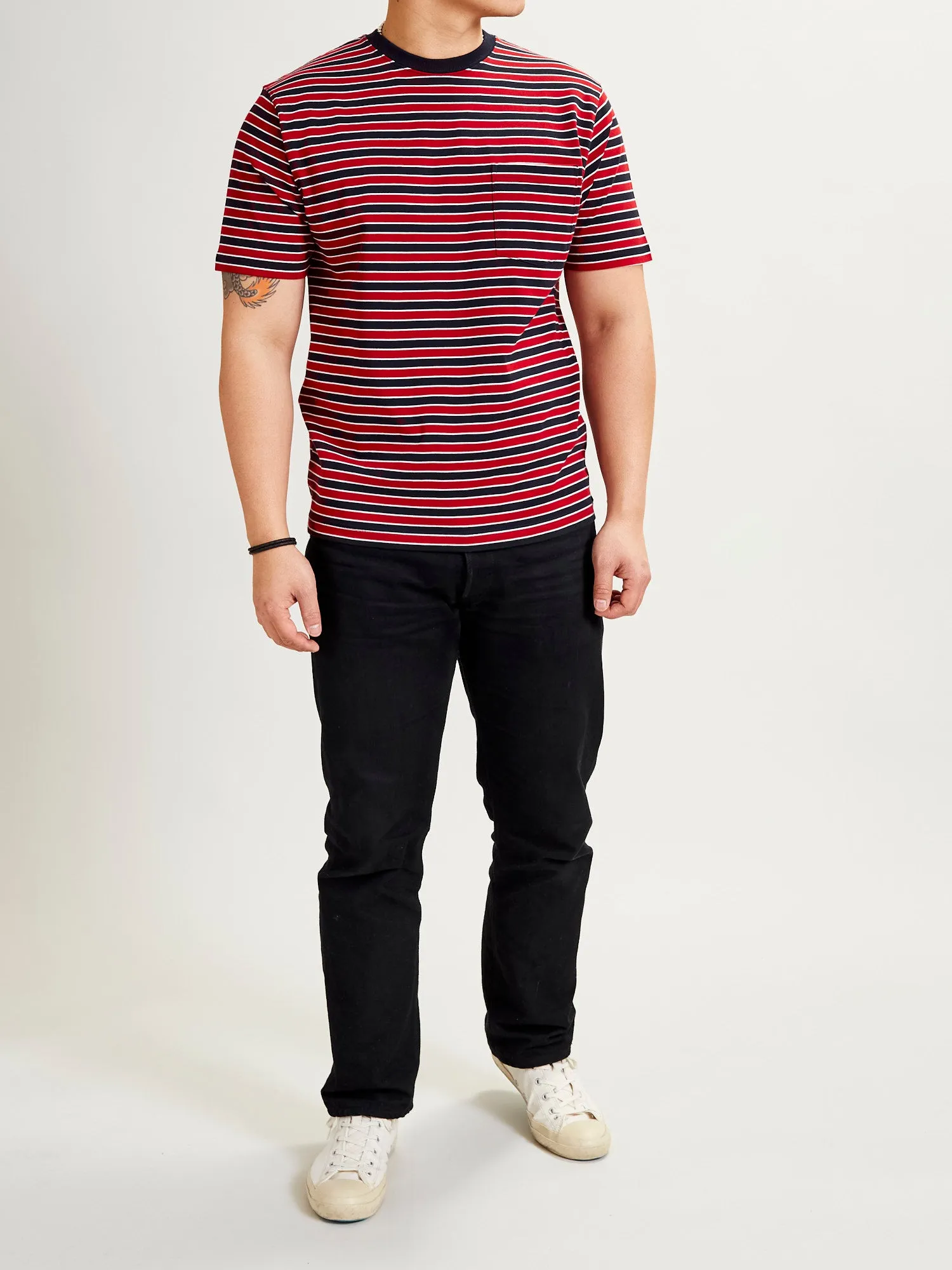 Multistripe Pocket T-Shirt in Navy