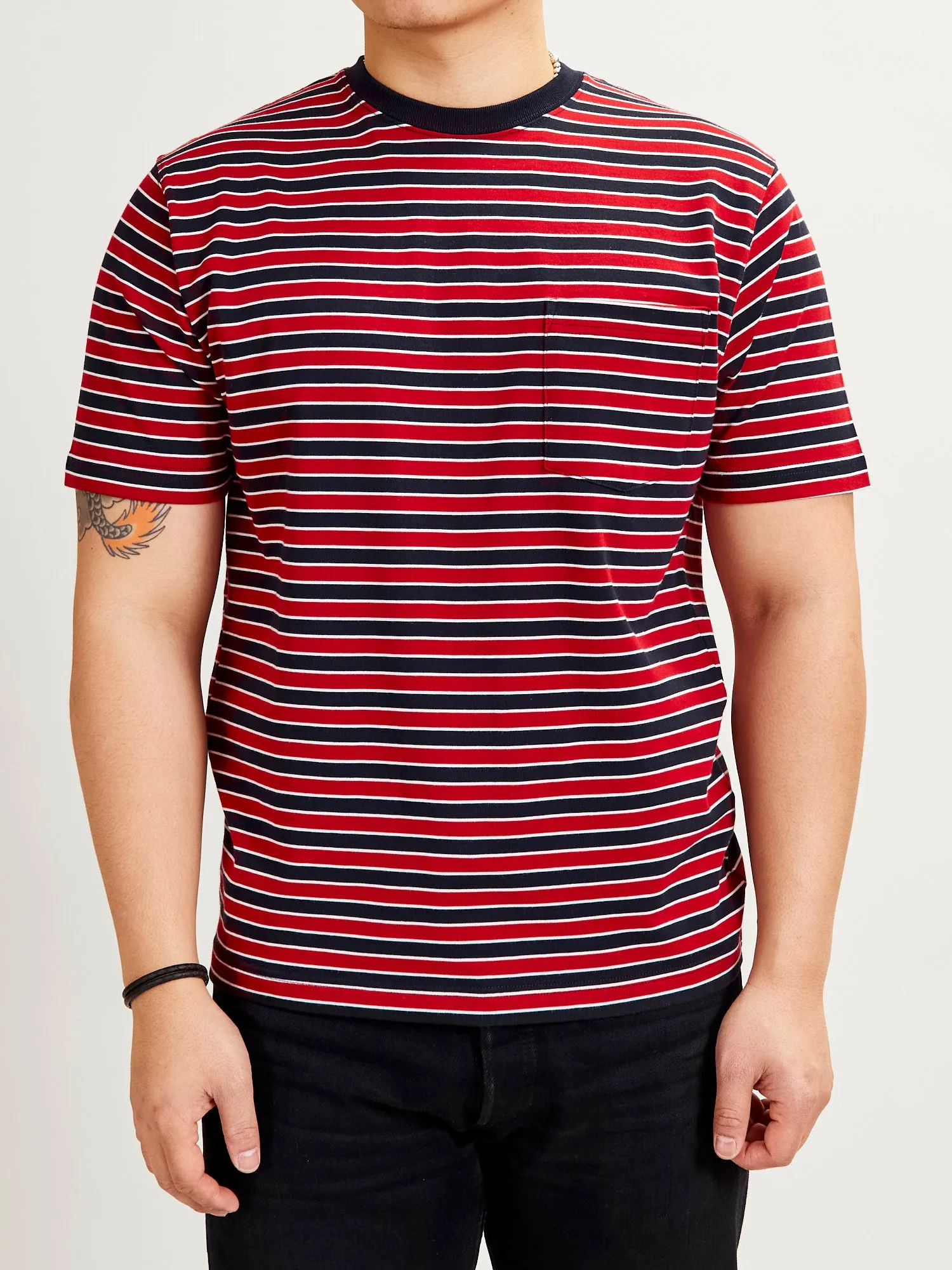 Multistripe Pocket T-Shirt in Navy