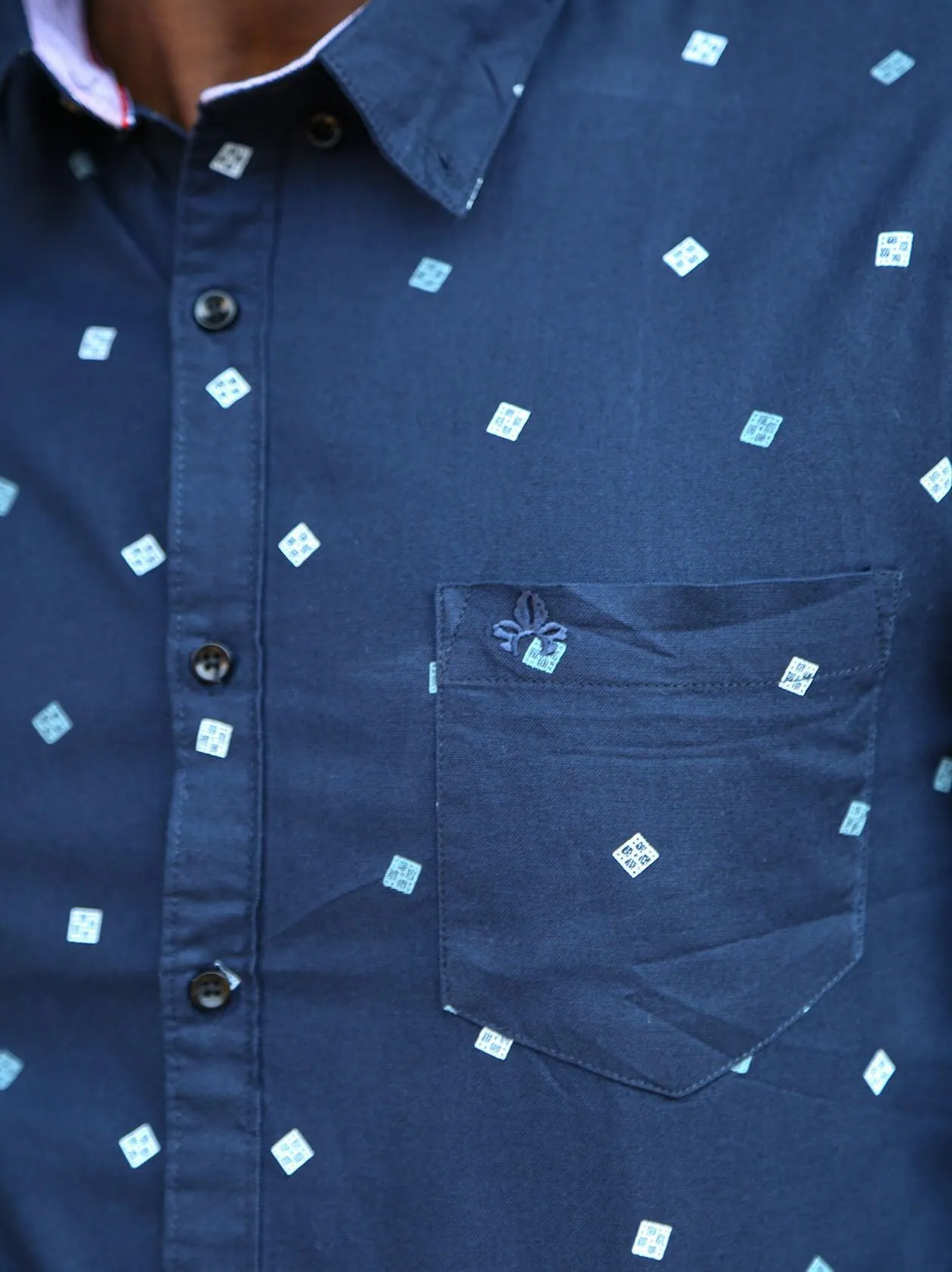 Navy Blue Printed Shirt For Men (GBM9017)