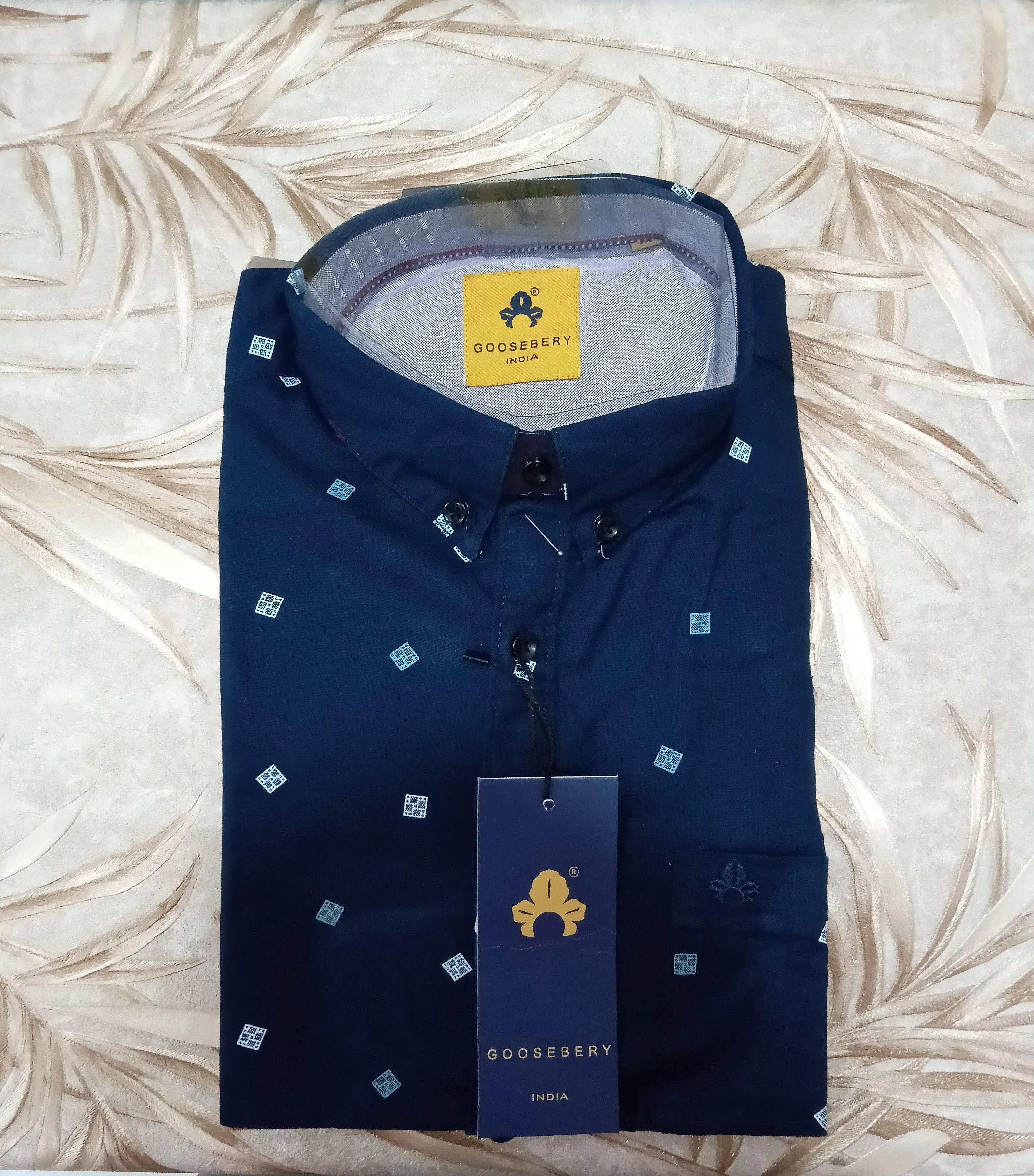 Navy Blue Printed Shirt For Men (GBM9017)