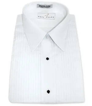 Neil Allyn White Pleated Laydown Collar Tuxedo Shirt