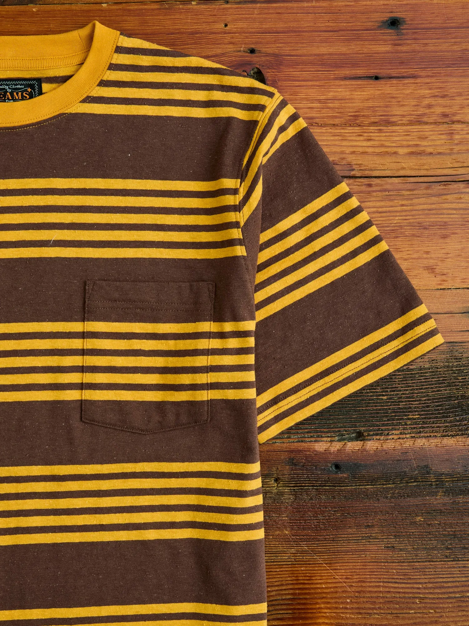 Nep Stripe Pocket T-Shirt in Brown