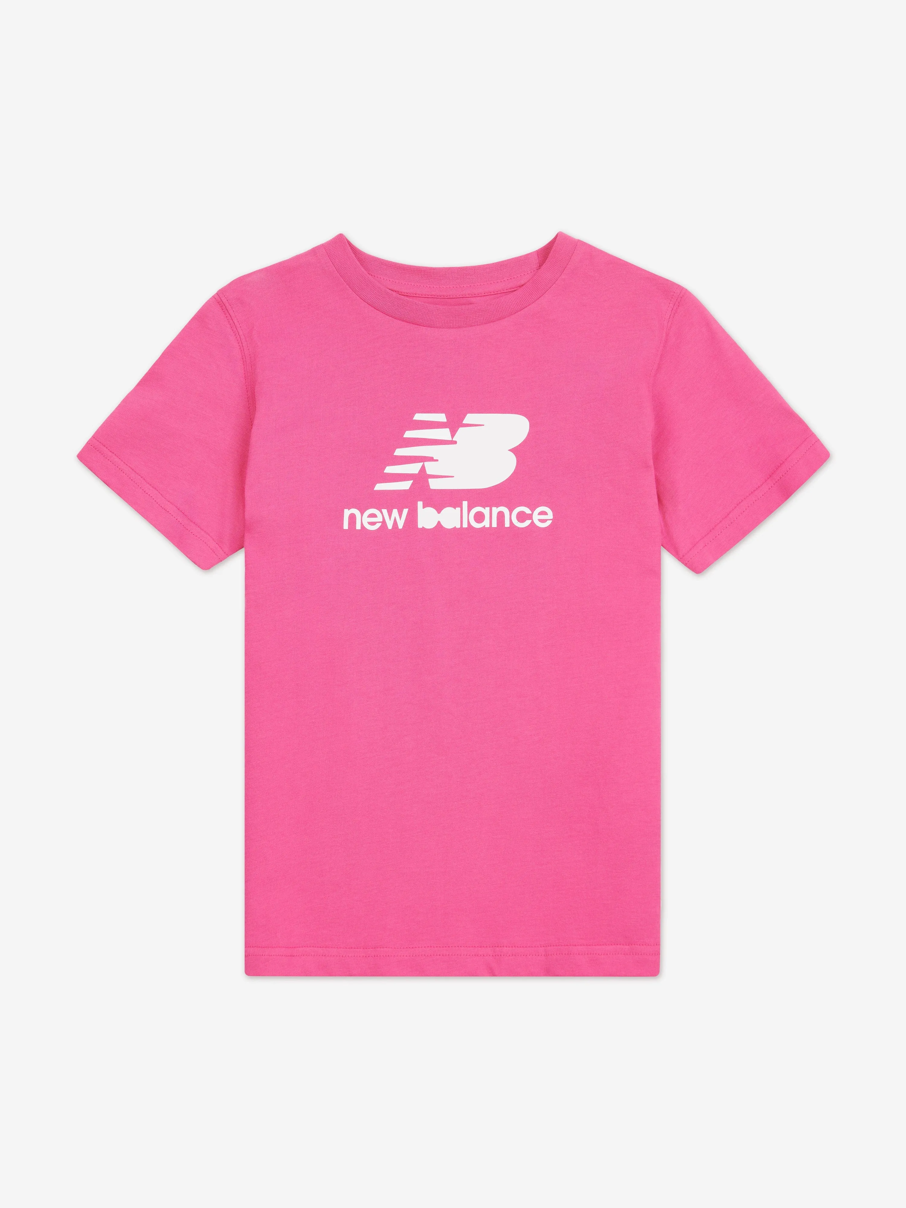 New Balance Girls Jersey Stacked Logo T-Shirt in Pink