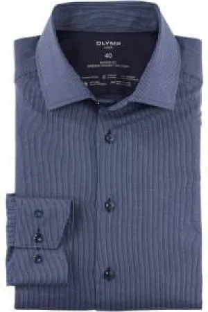 OLYMP - Modern Fit, Blue Patterened Shirt