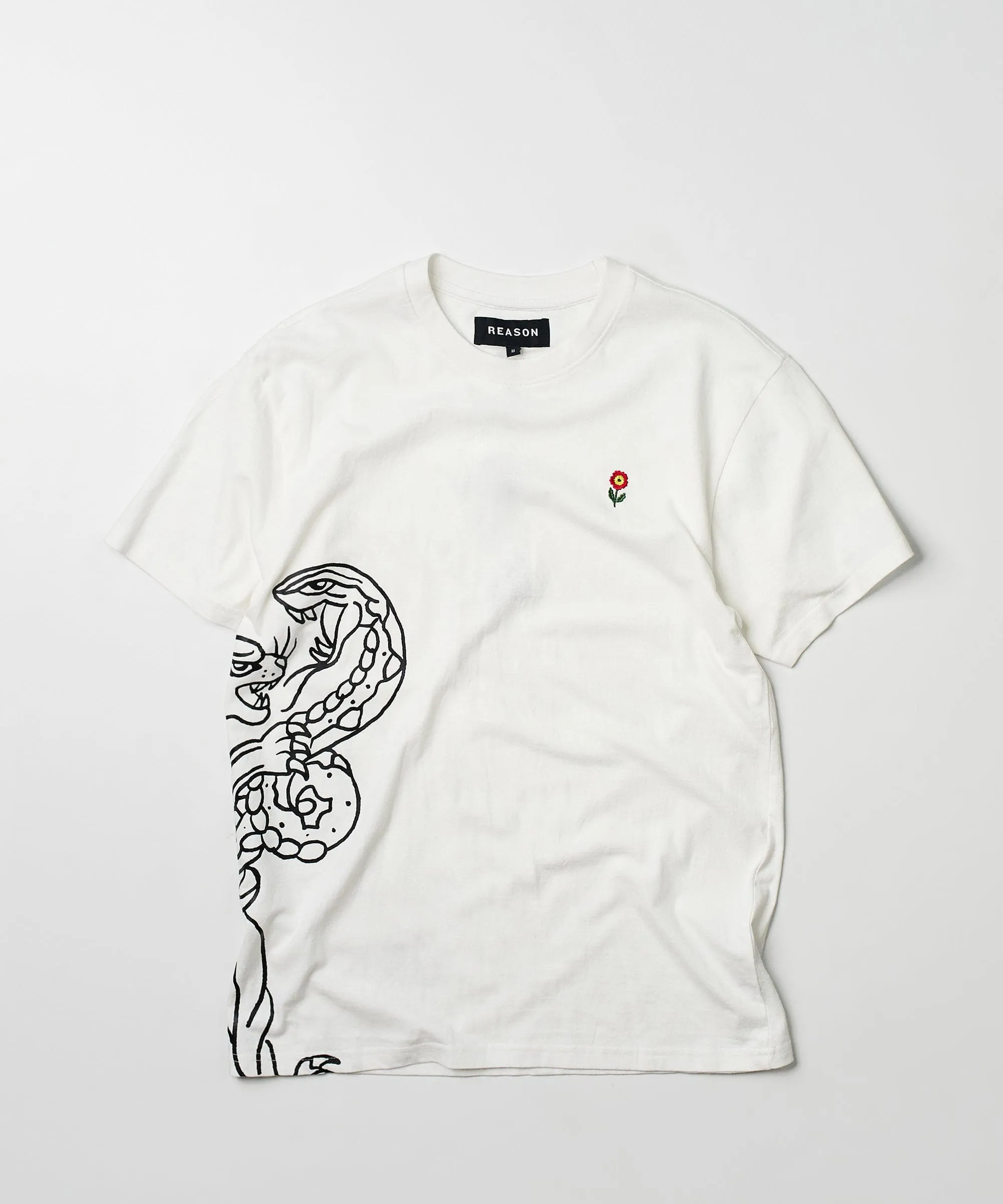 Panter Short Sleeve Graphic Print Embroidered Detail Tee - White