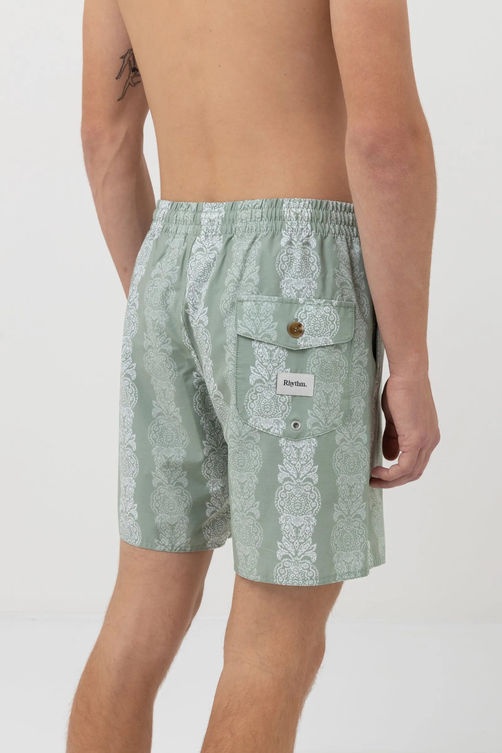 Pineapple Stripe Beach Short Sage