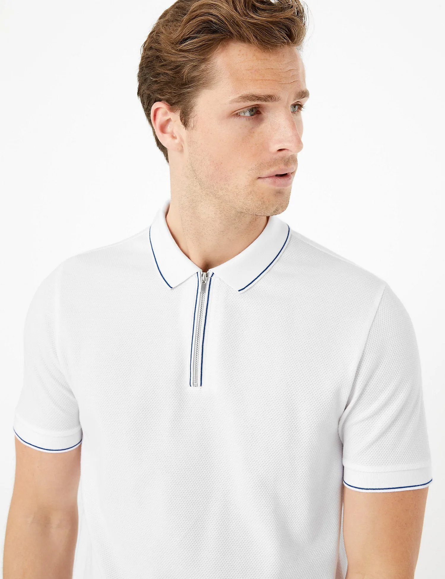 Premium Cotton Half Zip Polo Shirt