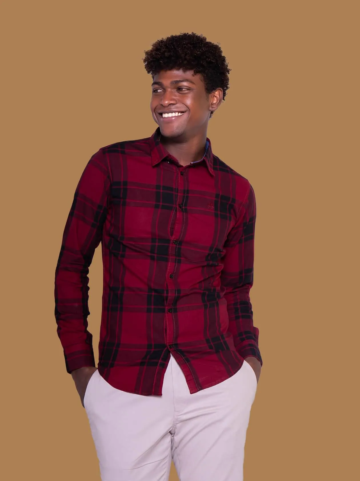 Red Checked Slim Fit Shirt (GBM9007)