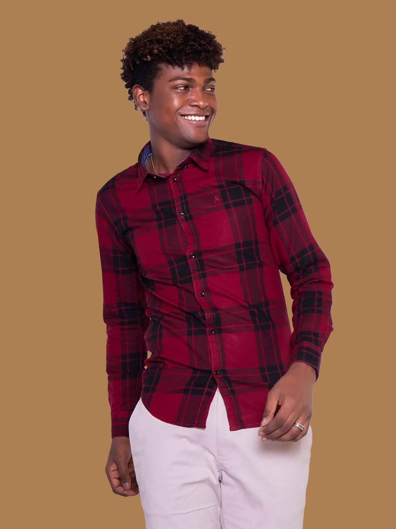 Red Checked Slim Fit Shirt (GBM9007)