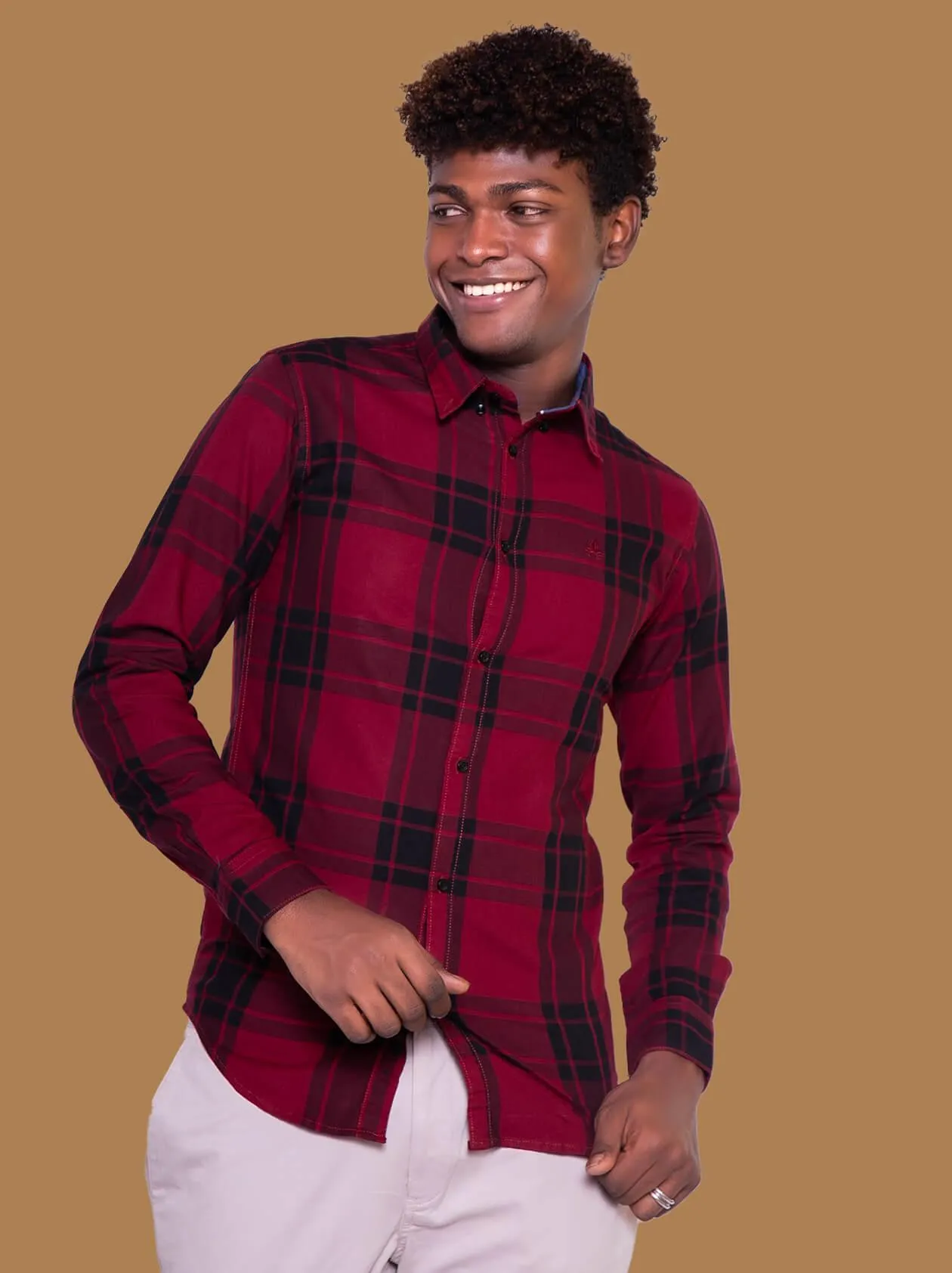 Red Checked Slim Fit Shirt (GBM9007)