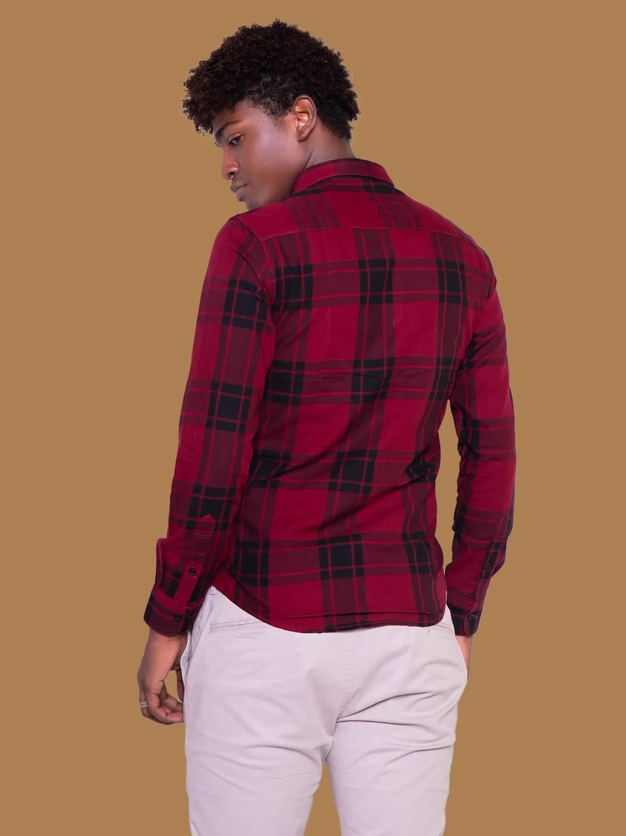 Red Checked Slim Fit Shirt (GBM9007)