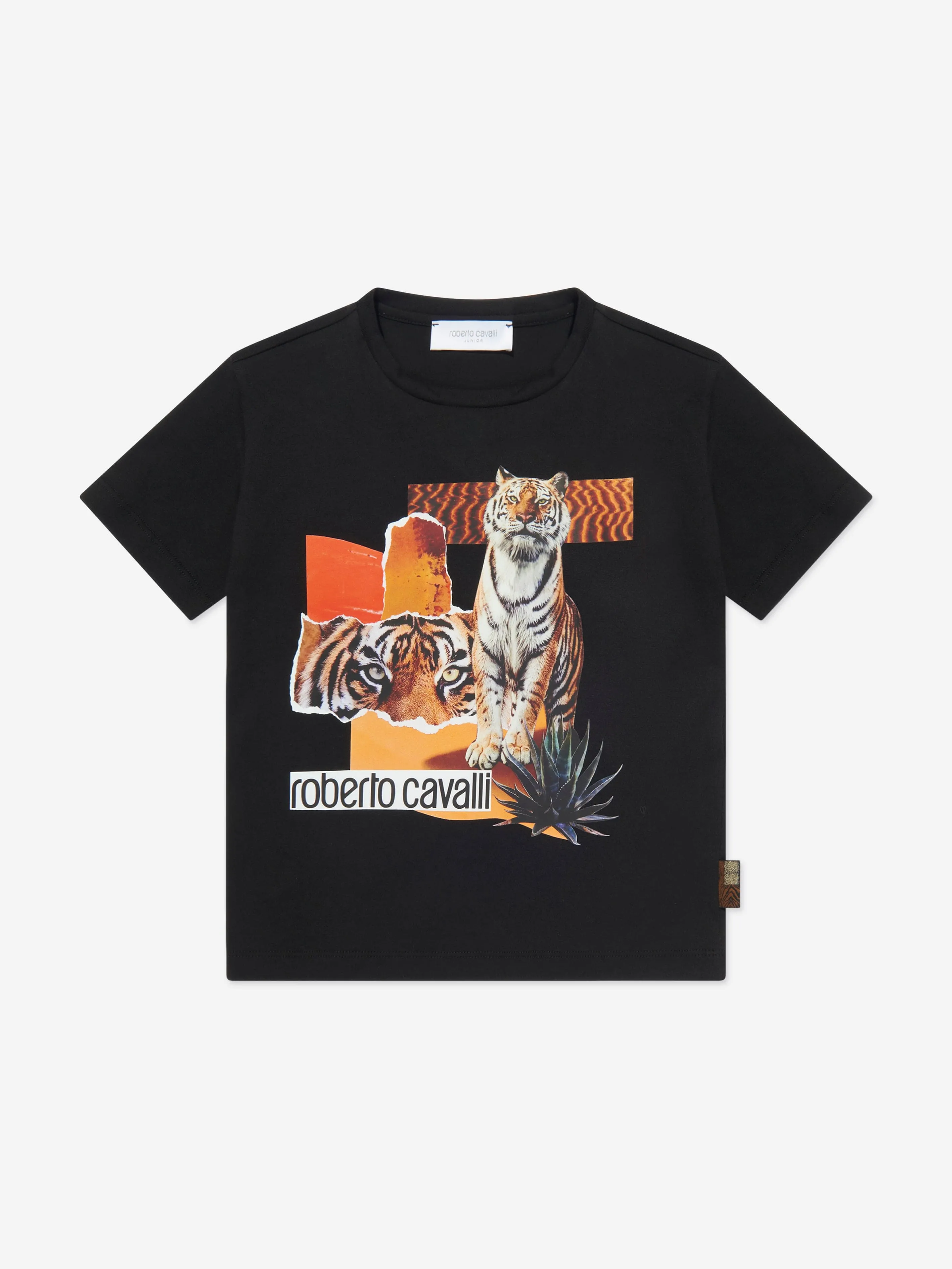 Roberto Cavalli Boys Tiger T-Shirt in Black