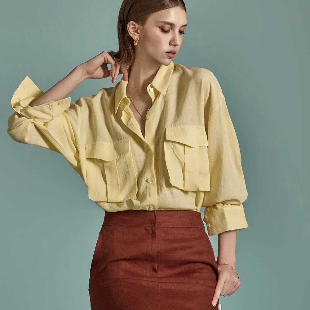 S654 Linen Pocket Shirt