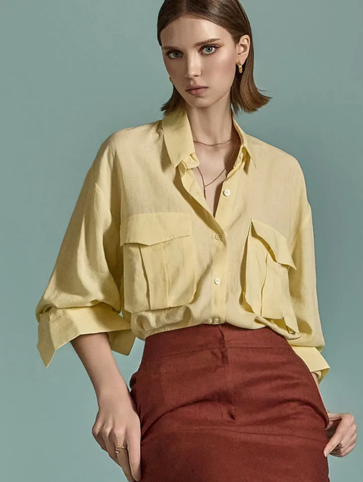 S654 Linen Pocket Shirt