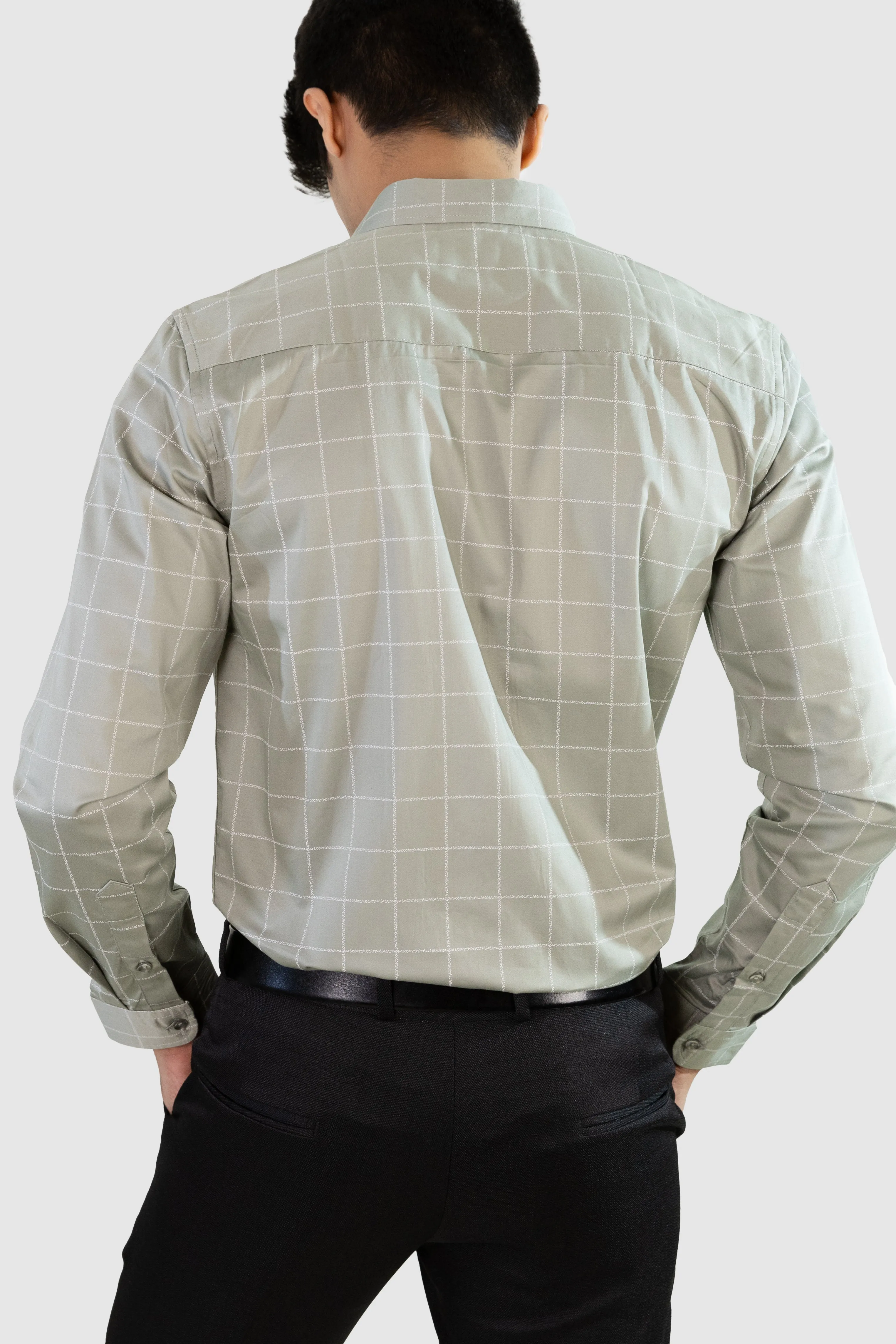 Satin Grid Shirt - Green