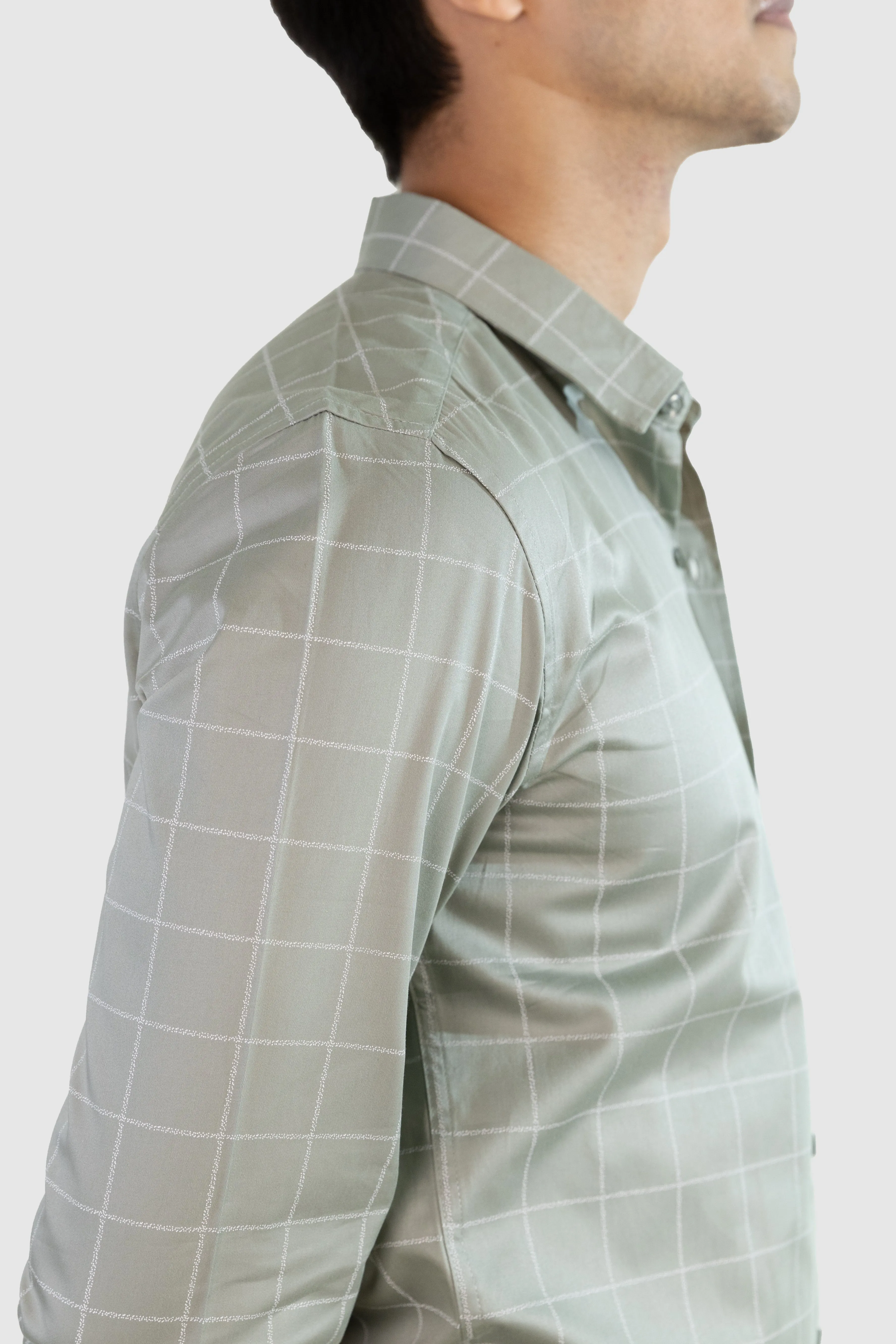 Satin Grid Shirt - Green