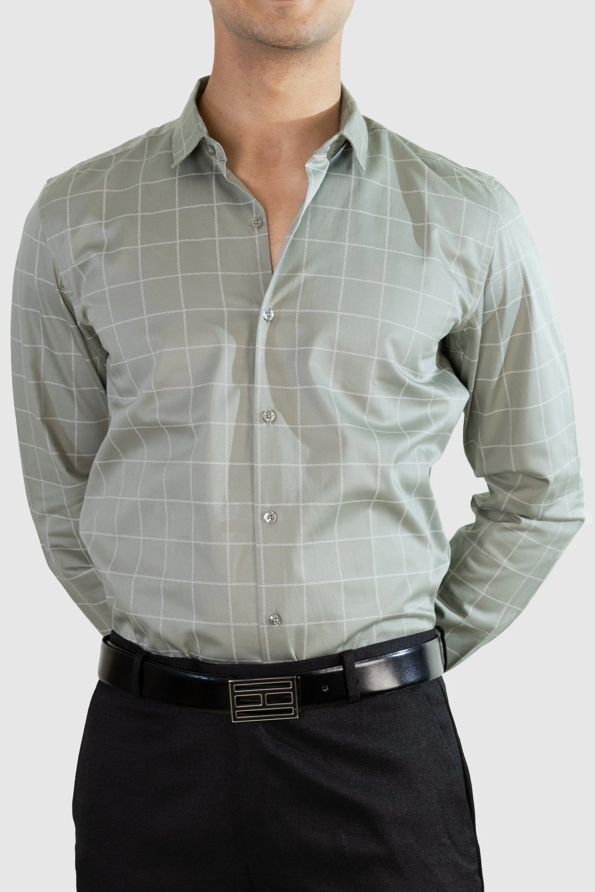 Satin Grid Shirt - Green