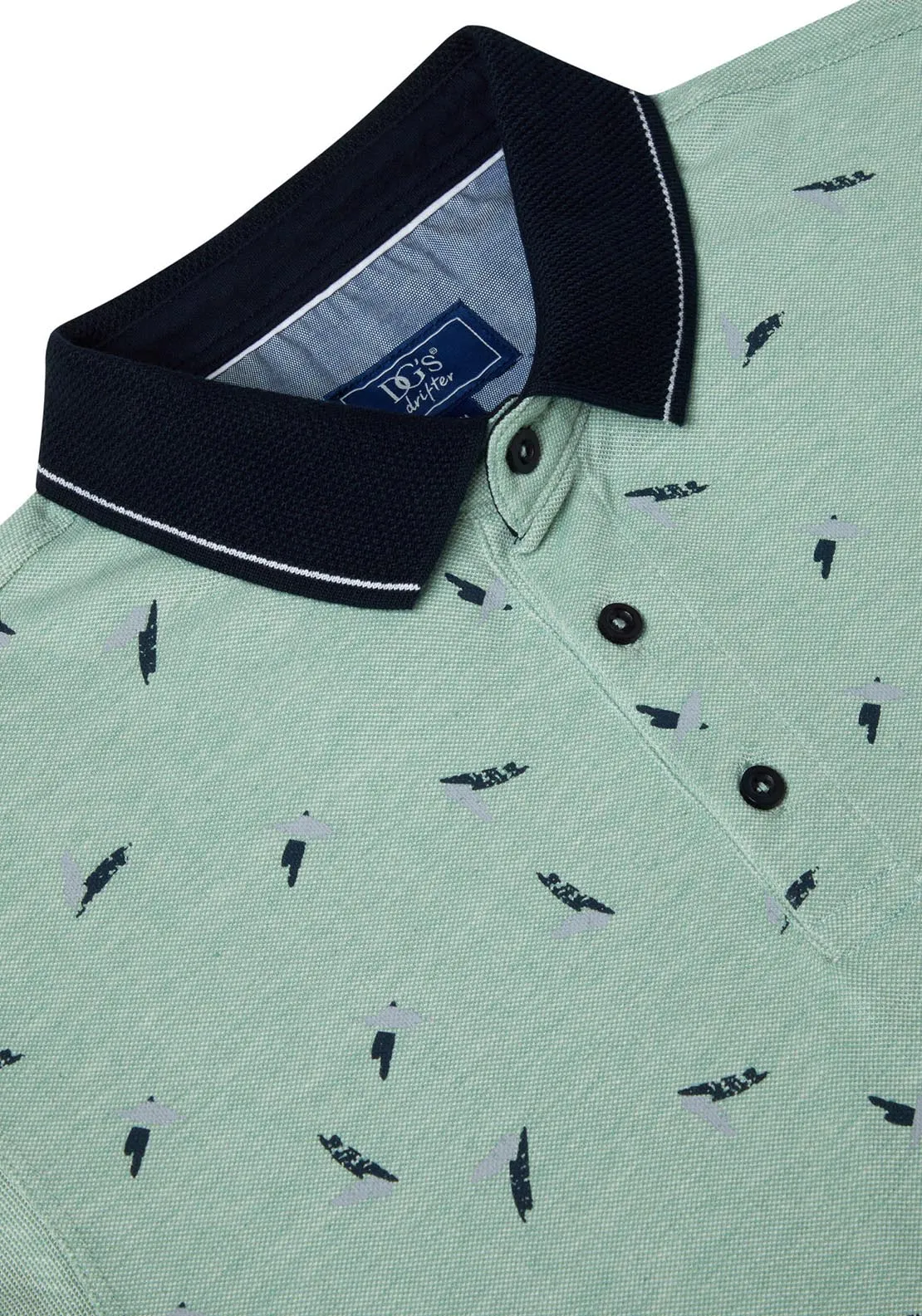 Short Sleeve Print Polo - Green