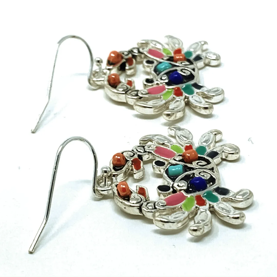 Silver Crab Seed Bead Dangle Earrings