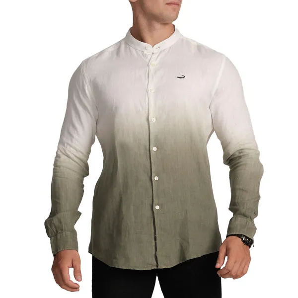 Slim Fit Shirt with Mandarin Collar-Bleached Sand