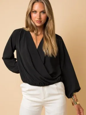 Stand Out Surplice Flowy Blouse with Full Sleeves