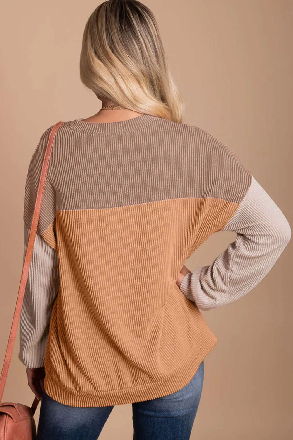 STANDOUT Color Block Top - Taupe/Tan