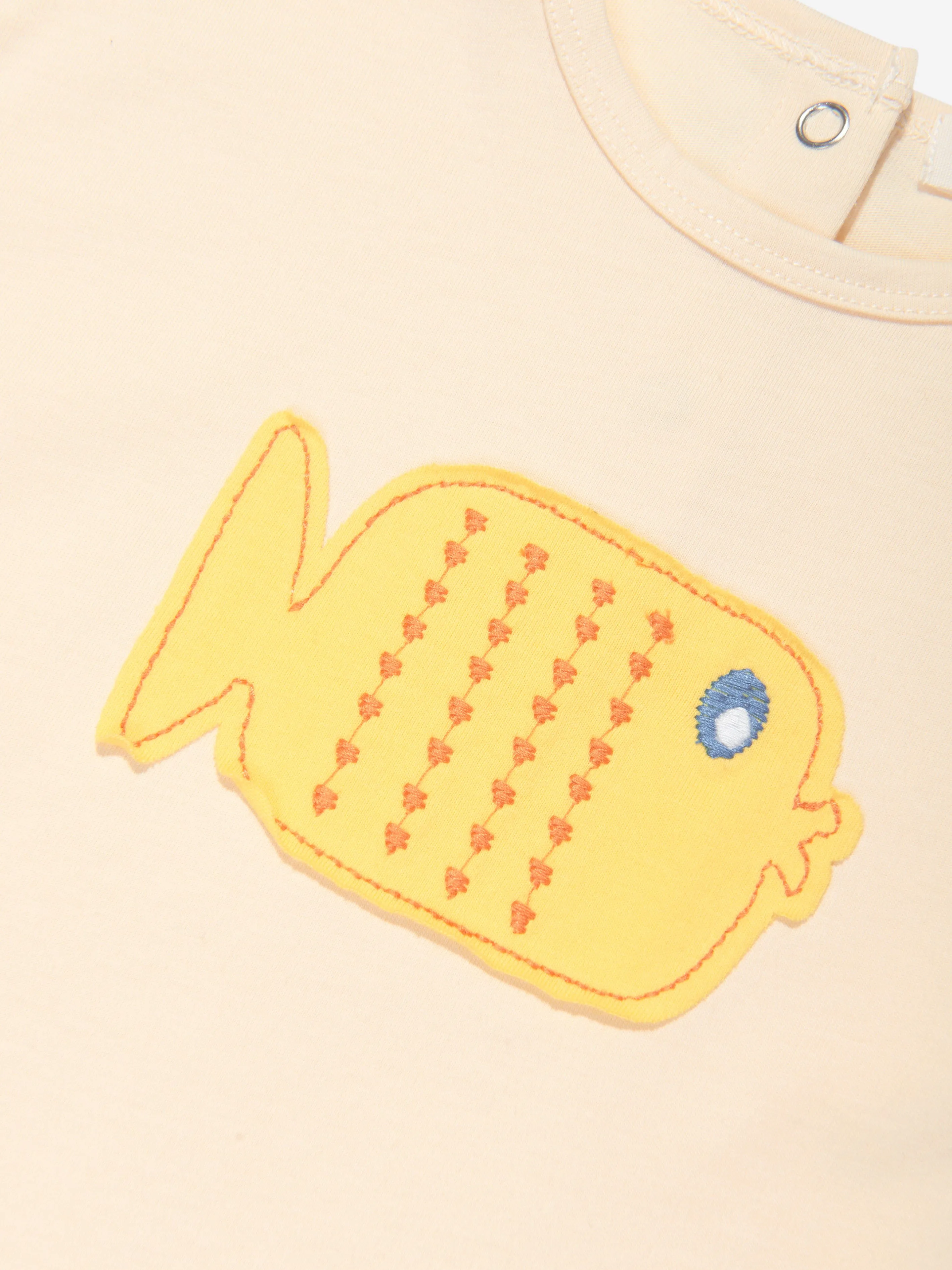 The Bonnie Mob Kids Fish Applique T-Shirt in Ivory