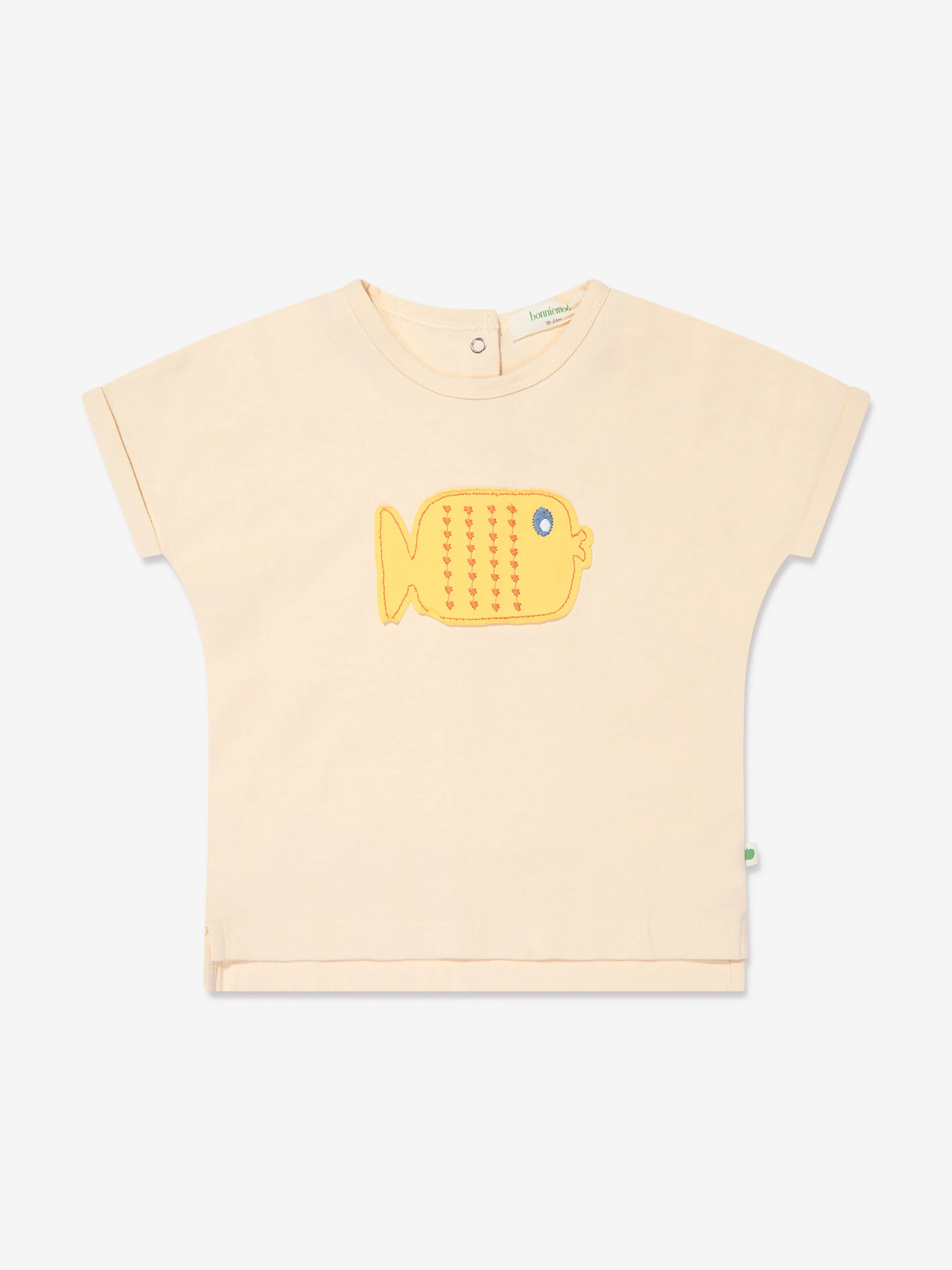 The Bonnie Mob Kids Fish Applique T-Shirt in Ivory