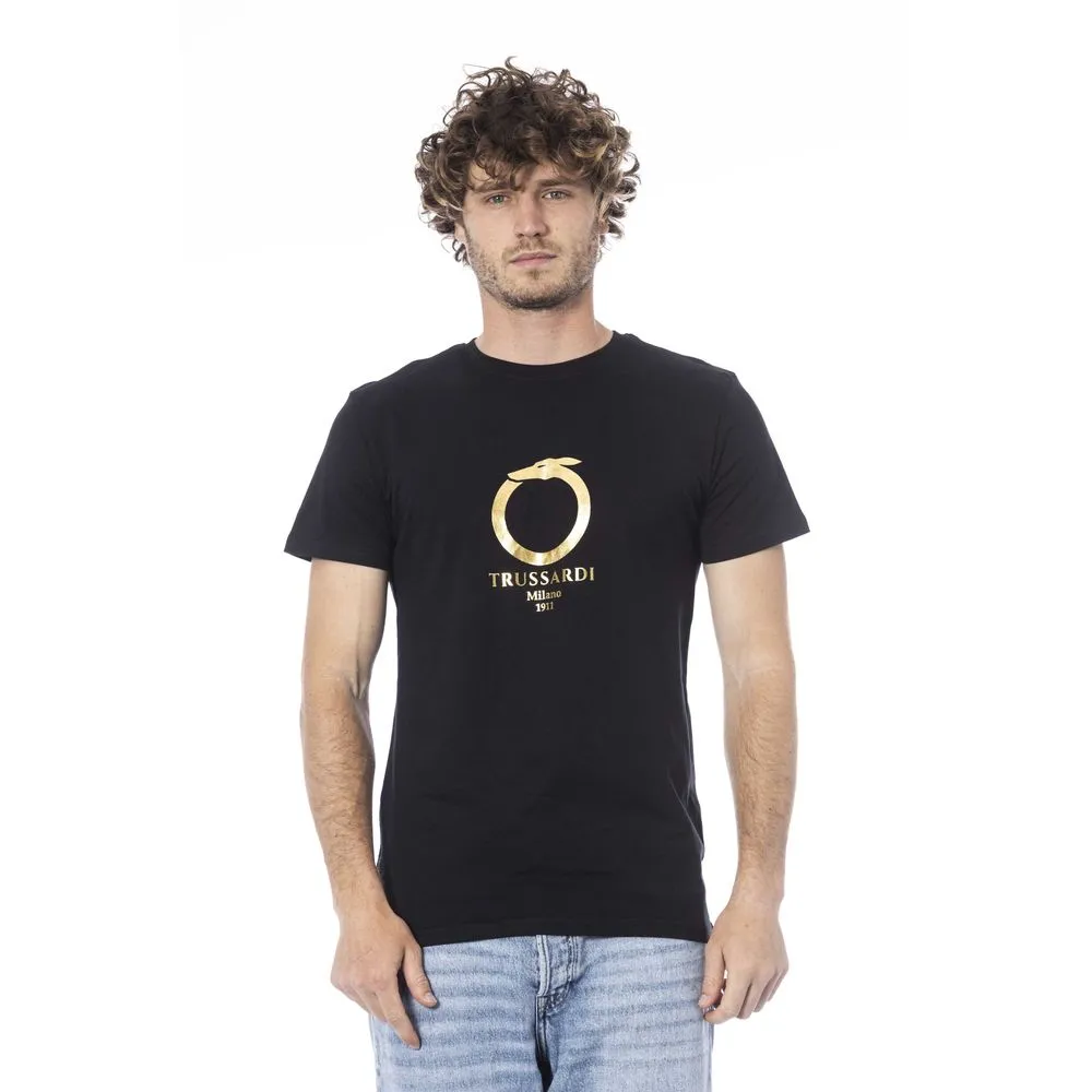 Trussardi Beachwear Black Cotton Men T-Shirt