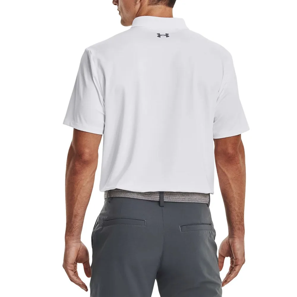 Under Armour Performance 3.0 Golf Polo Shirt- White/Pitch Grey