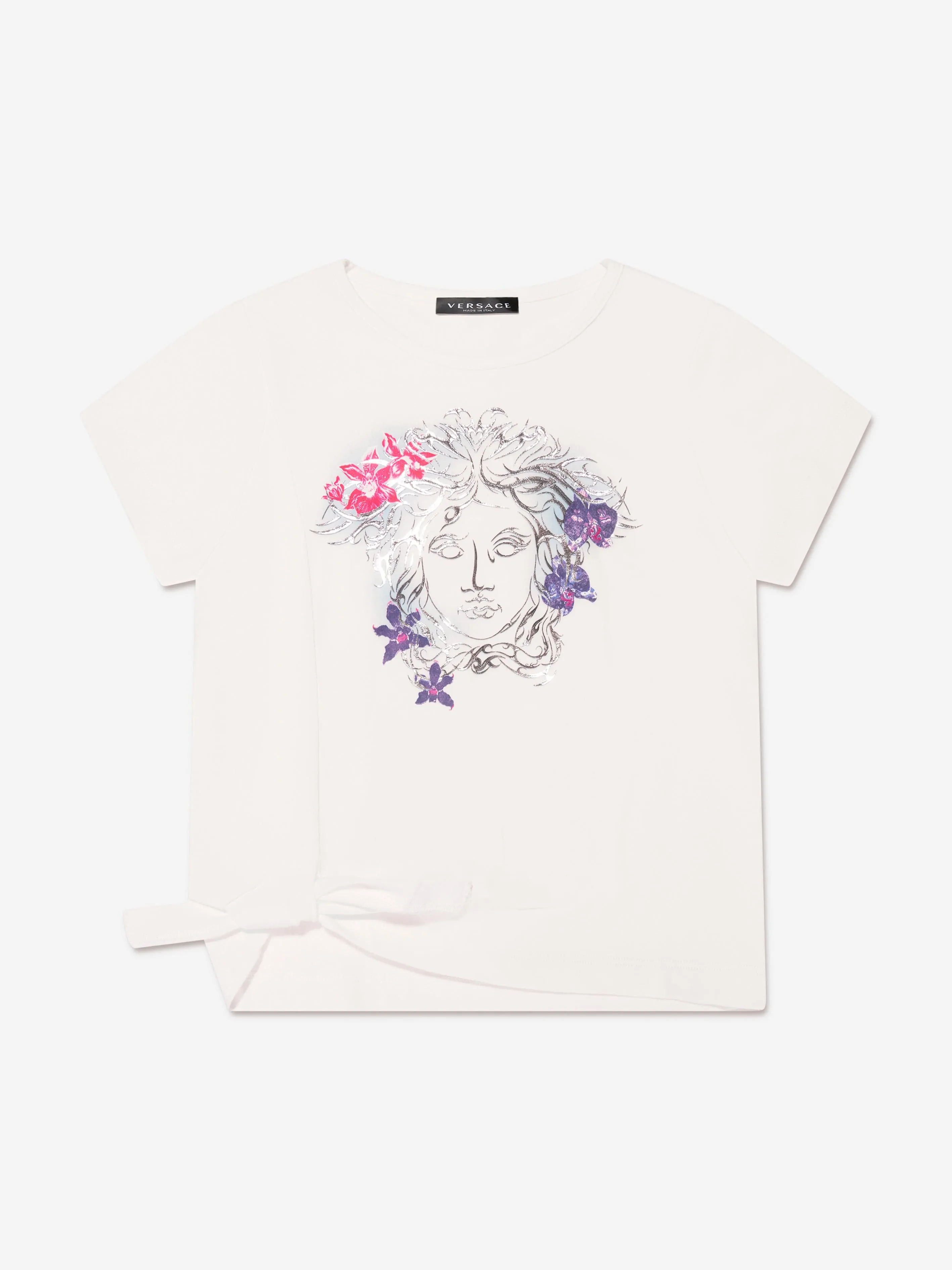 Versace Girls Orchid Medusa T-Shirt in White