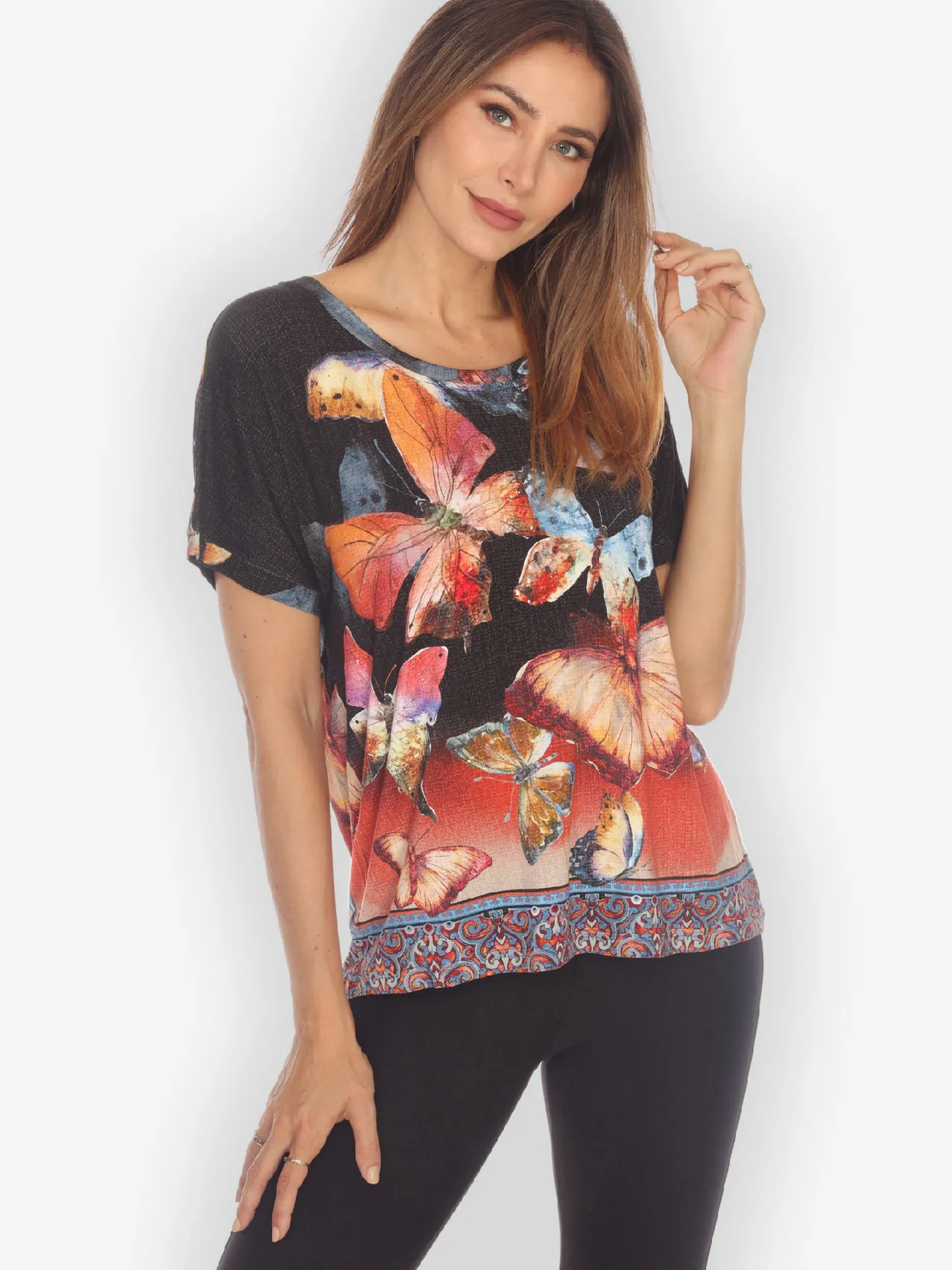 Vintage Butterfly Cap Sleeves Tee