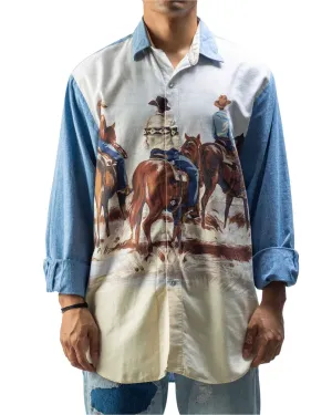 Vintage Lone Roo Cowboy Print Shirt